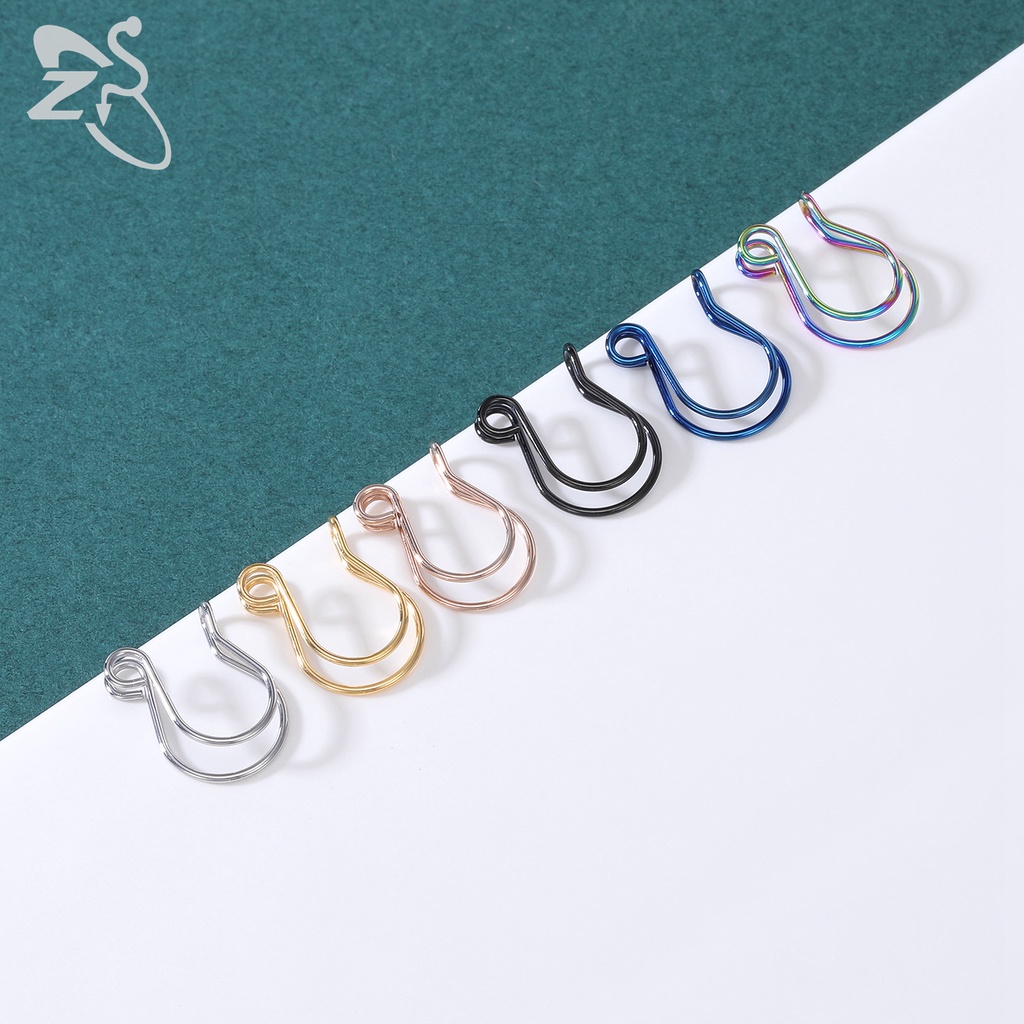 1pc Anting Tindik Hidung / Telinga Palsu Tanpa Tindik Bahan Stainless Steel 6 Warna