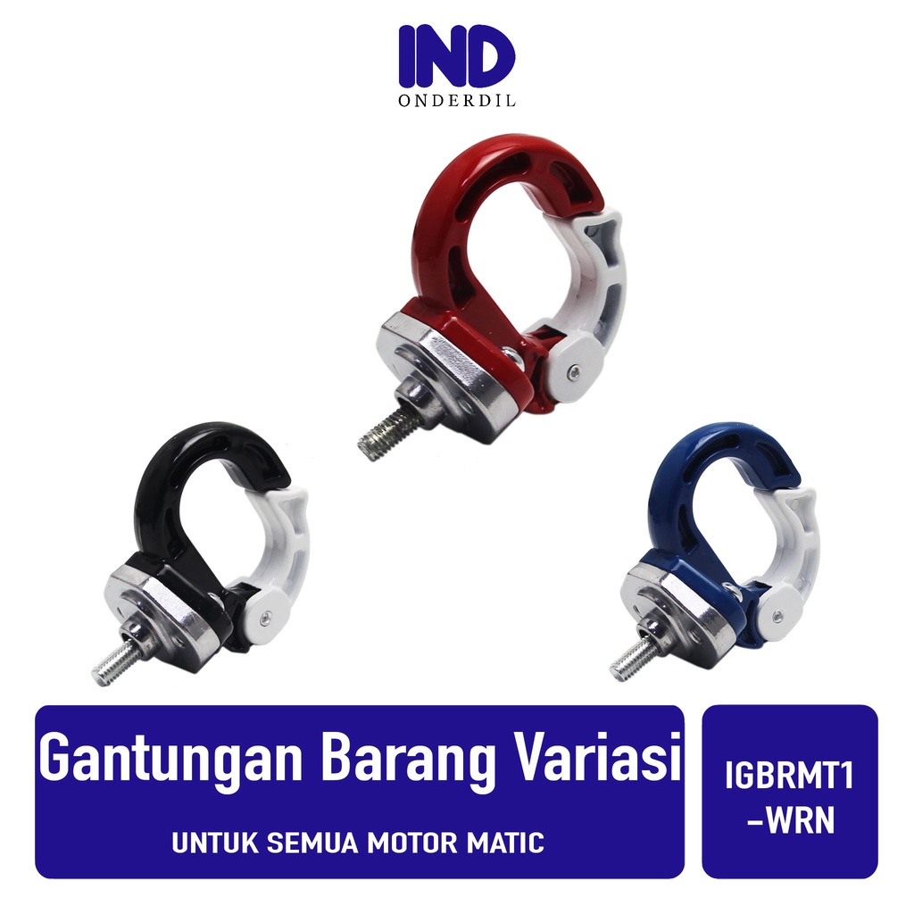 Gantungan-Pengait-Kait Barang Besi Q Variasi Warna Hitam Biru Merah Bisa Untuk Semua Motor Matic