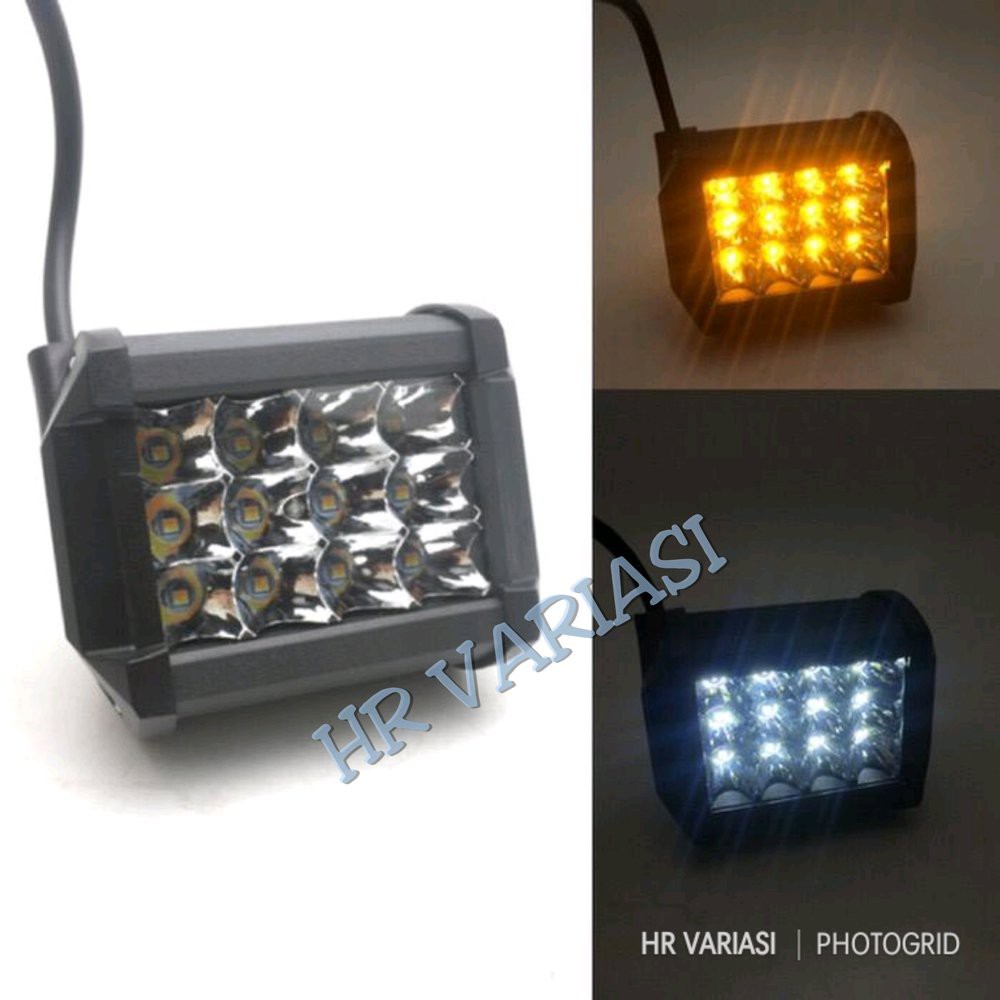 Lampu Tembak Cree 12 Led 2 Warna 3 Mode - Lampu Sorot kabut Motor- Mobil Obral
