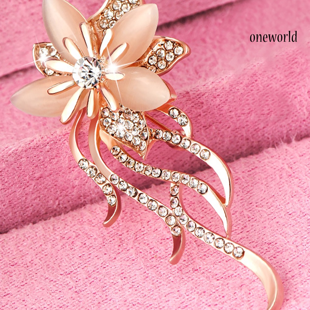 OW@ Women Fashion Rhinestone Inlaid Flower Brooch Pin Cardigan Shawl Decor Gift