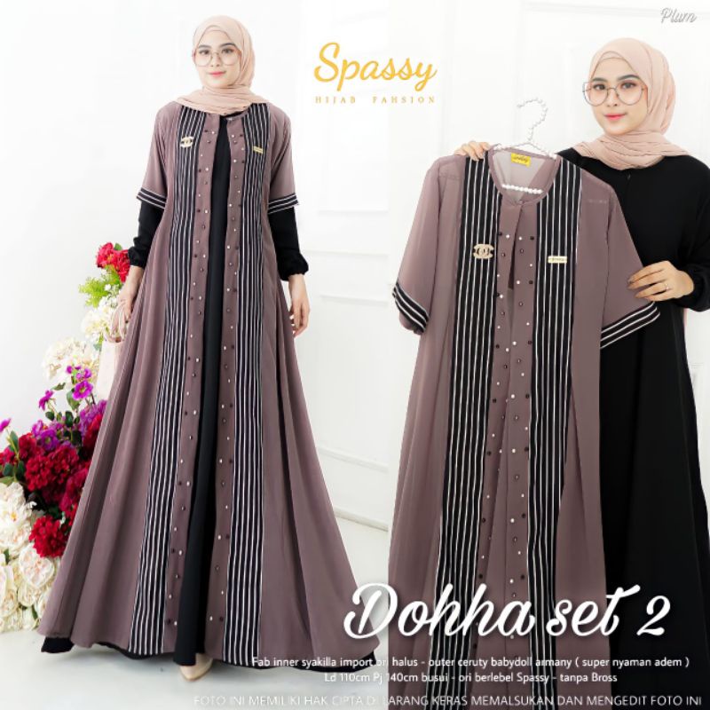 OFFICIAL STORE - DOHHA SET 2 BY SPASSY HIJAB ORIGINAL - GAMIS SPASSY TERBARU - GAMIS MAXY WANITA TER