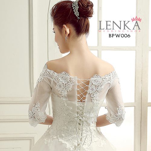 [STOK TERBATAS] AKSESORIS WEDDING BOLERO PESTA BROKAT LACE PUTIH BPW006