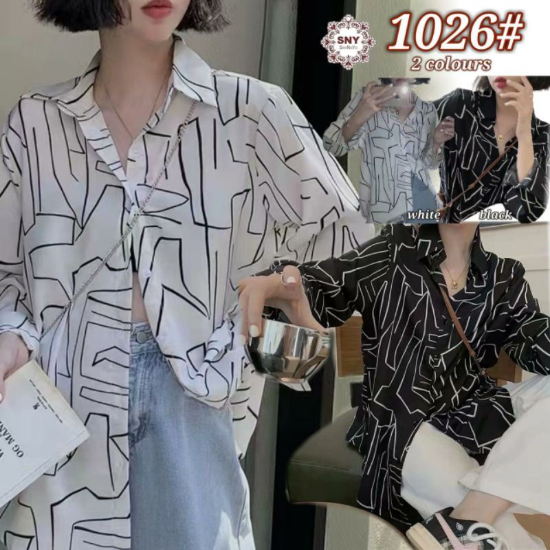ATASAN KEMEJA REMAJA WANITA MOTIF ABSTRAK IMPORT