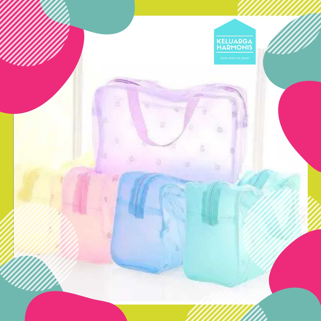 Tas Kosmetik Transparan Anti Air / Tas Kosmetik Waterproof Bening