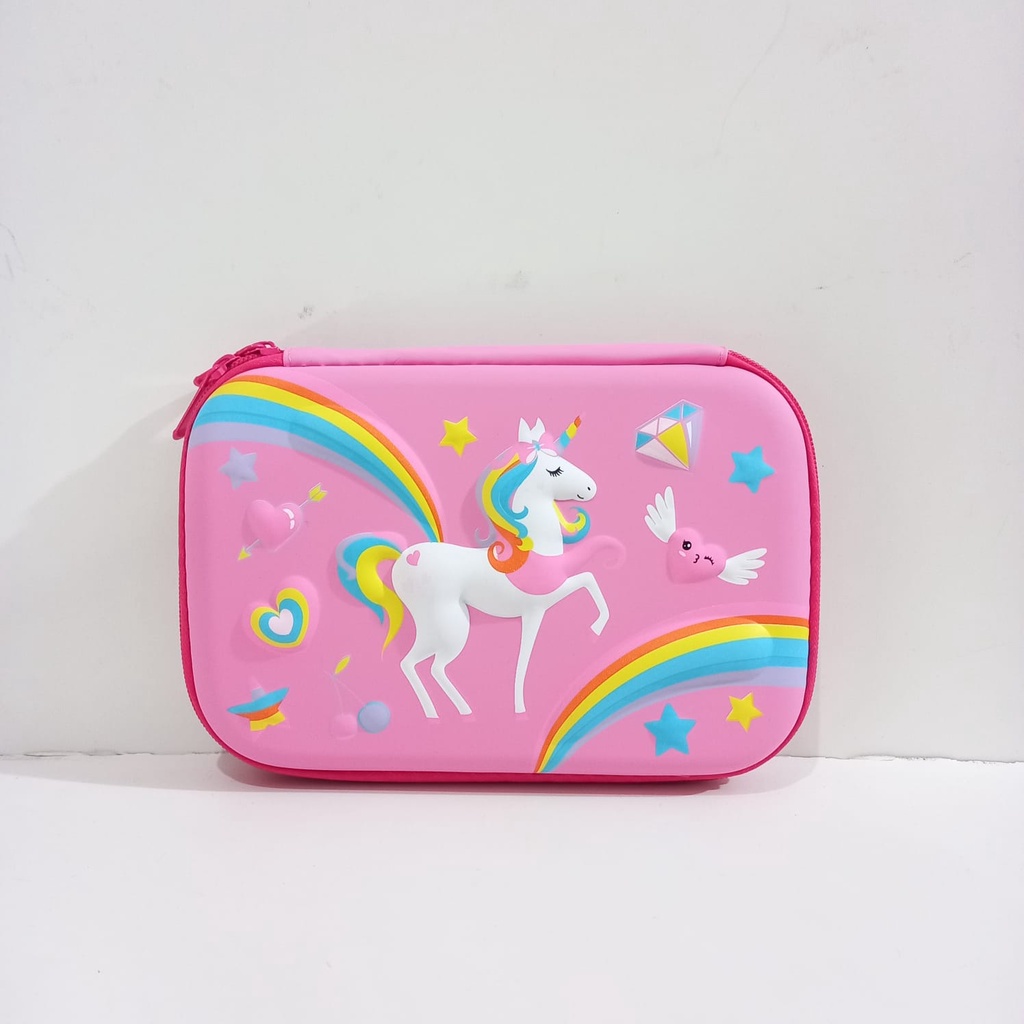 Kotak Pensil 3D Timbul Pencil Case Anak Perempuan Unicorn Diamond ori Import Hadiah Ulang Tahun Anak Perempuan