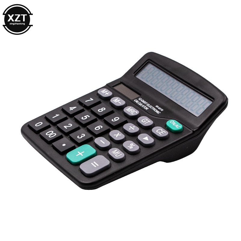 Kalkulator 12 Digit | Desain Kompak Bentuk yang Kecil Tipe Baterai 1 x AA - Warna Black