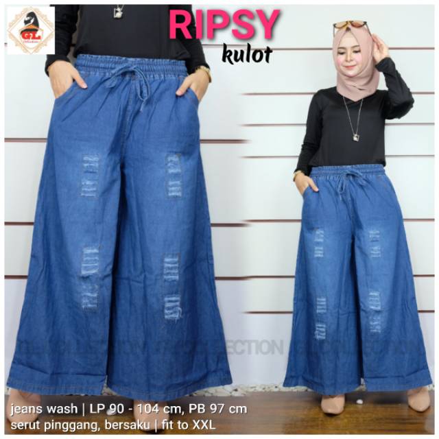 ripsy kulot jeans jumbo sobek depan