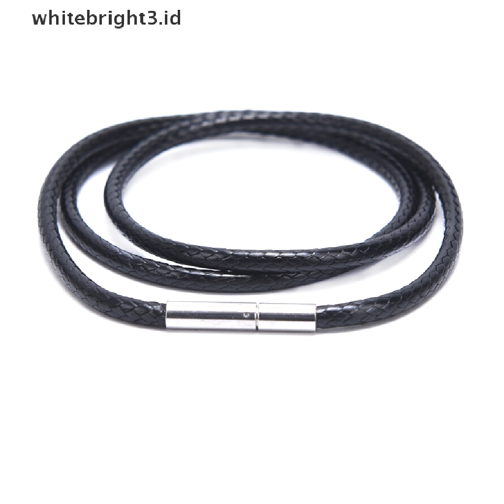 {whitebright3.id} Black Wax Leather Cord Stainless Steel Rotary Clasp Necklace Choker Rope Jewelry ,