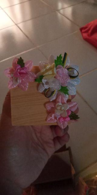 Kotak Perhiasan Cincin Kayu Rustic Ukuran 6x6x5cm
