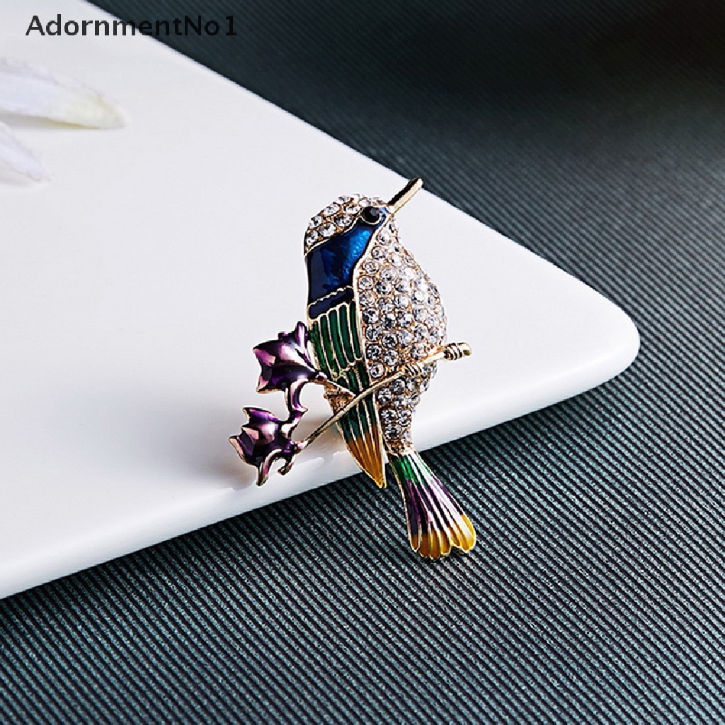 (AdornmentNo1) Pin Bros Burung Magpie Hiasan Berlian Imitasi Berkilau