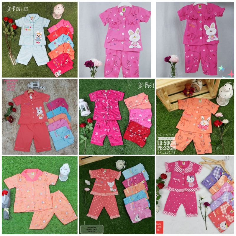 BAJU TIDUR PIYAMA ANAK PEREMPUAN 1-9 TAHUN RANDOM MOTIF BAJU TIDUR KAOS