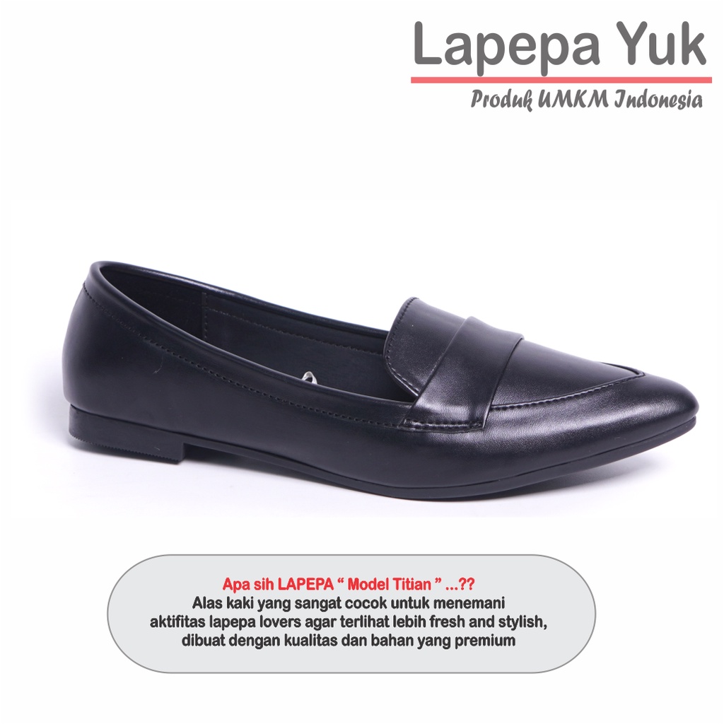 LAPEPA YUK - Sepatu Flat Shoes Wanita TITIAN ALL COLOR Untuk Kerja kantor Spatu Flatshoes Ballerina Cewek Kuliahan Jalan Santai Casual Empuk Nyaman Slop Lancip Warna Black Hitam Putih Selop Premium Original Kekinian Terbaru Shoes ORI Mall Official Store