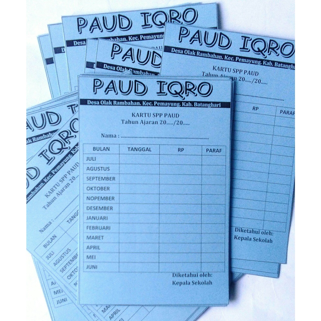 

Cetak Kartu SPP, Iuran, Pembayaran, Sumbangan, Kartu Hadir, Tabungan - Kartu Arisan