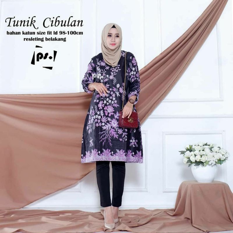 PROMO BATIK COUPLE KELUARGA SARIMBIT sania ruffle batik ori ndoro jowi motif CIBULAN UNGU-TUNIK