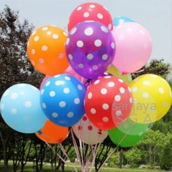 Balon Latex Polkadot 12 Inch / Balon Motif Bintik Bintik / Balon Polkadot Warna Warni / Balon Polkadot Mix