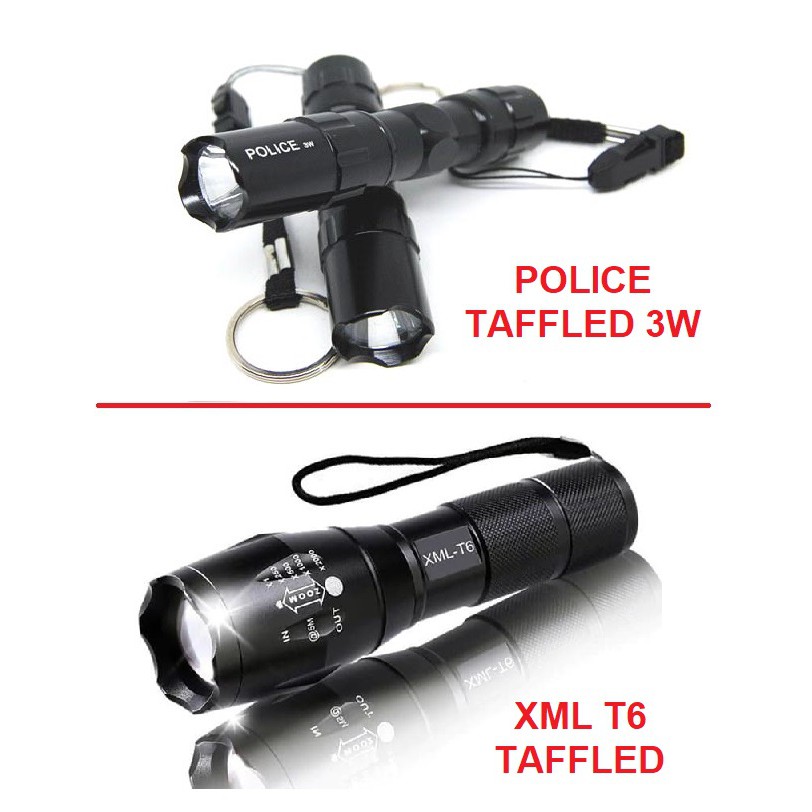 SENTER POLISI LED  XML T6 - 2000 LUMENS / POLICE TAFFLED 3W SUPER TERANG AA