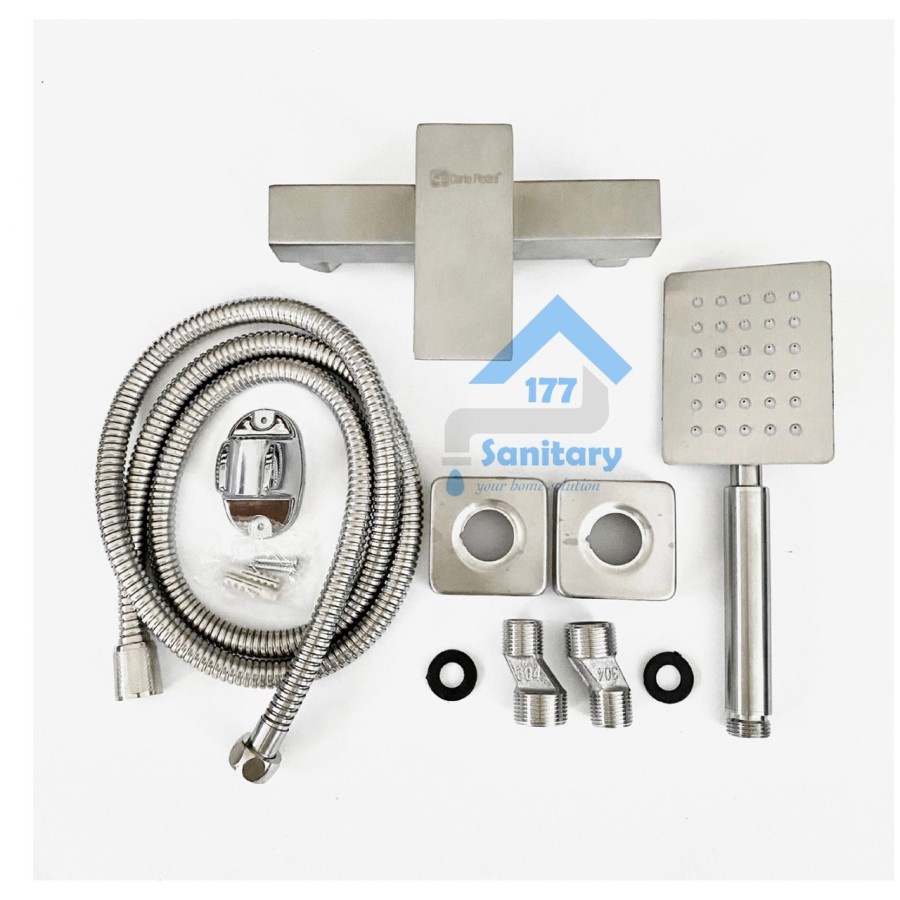 Set Kran Shower Panas Dingin Kotak Stainless 304 - Set Kran Bathtub Mixer Hot Cold Minimalis 66ST