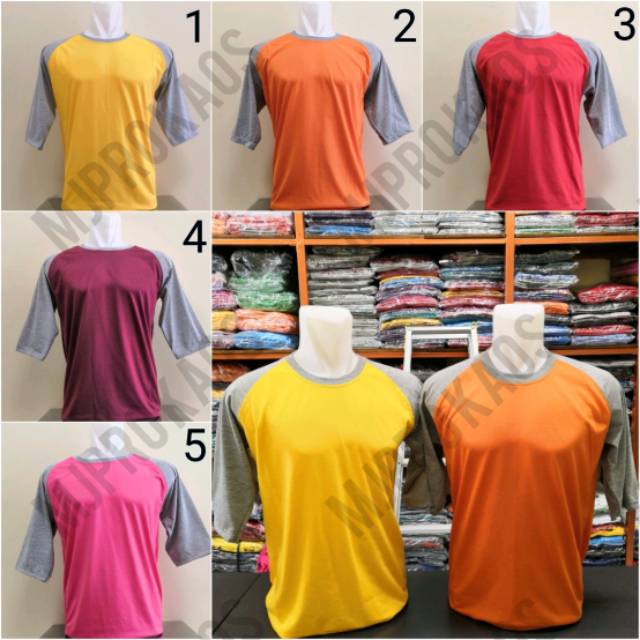 Kaos Raglan Pria Wanita Badan Warna Lengan 3/4 / Fashion Pria Wanita / Baju Kaos Reglan JUMBO