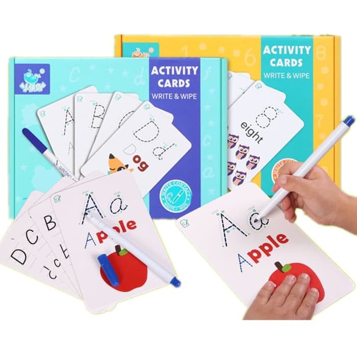 MAINAN ACTIVITY CARD HURUF DAN ANGKA (WRITE AND WIPE CLEAN)