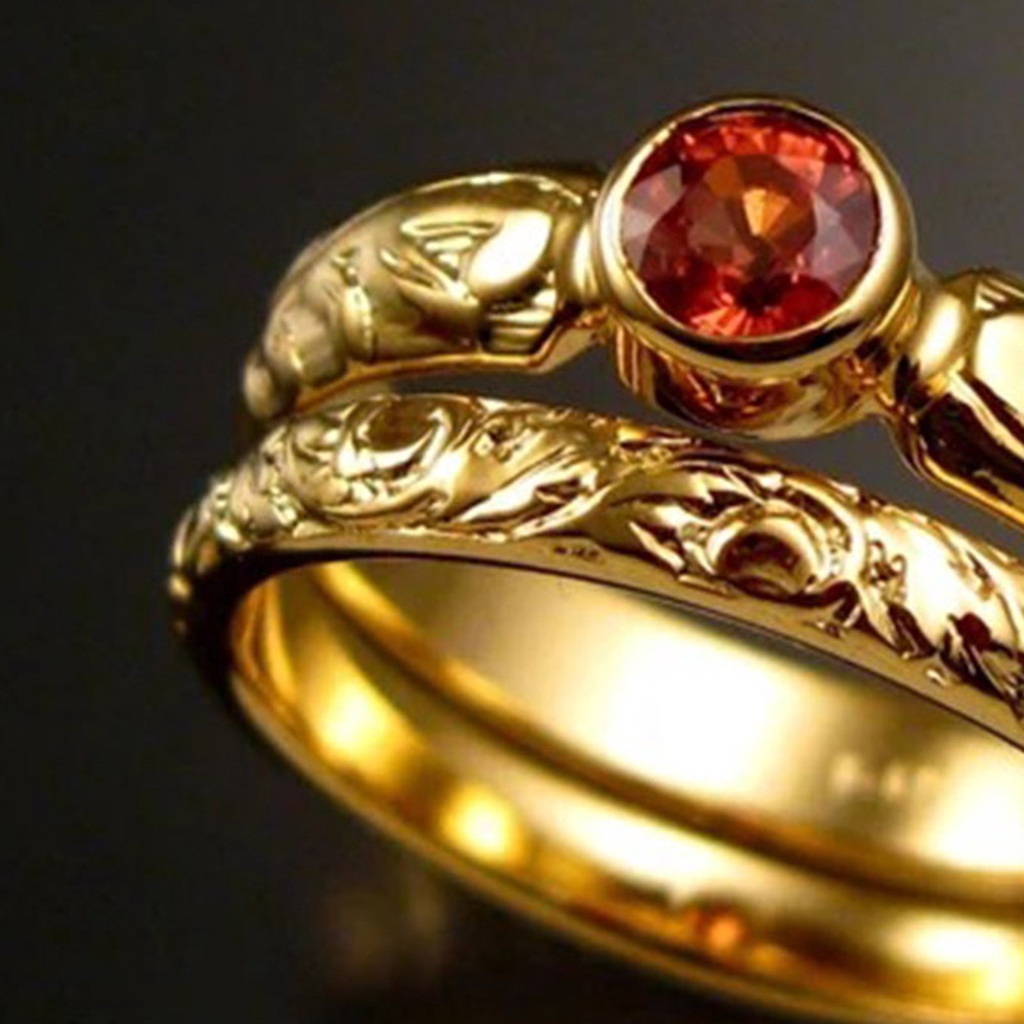 Hu Hu Hu Hu Hu Alat Bantu Pasang Kacamata♡ 2pcs Cincin Wanita Ukiran Geometri Hias Batu Permata Merahberlian Imitasi Untuk Pernikahan