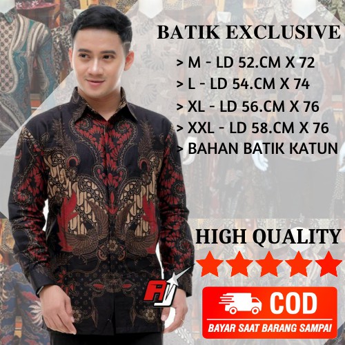 Batik Lengan Panjang Batik PUTRAMAHKOTA Kemeja Batik Pria Modern Lengan Panjang Terlaris Ukuran M L XL XXL