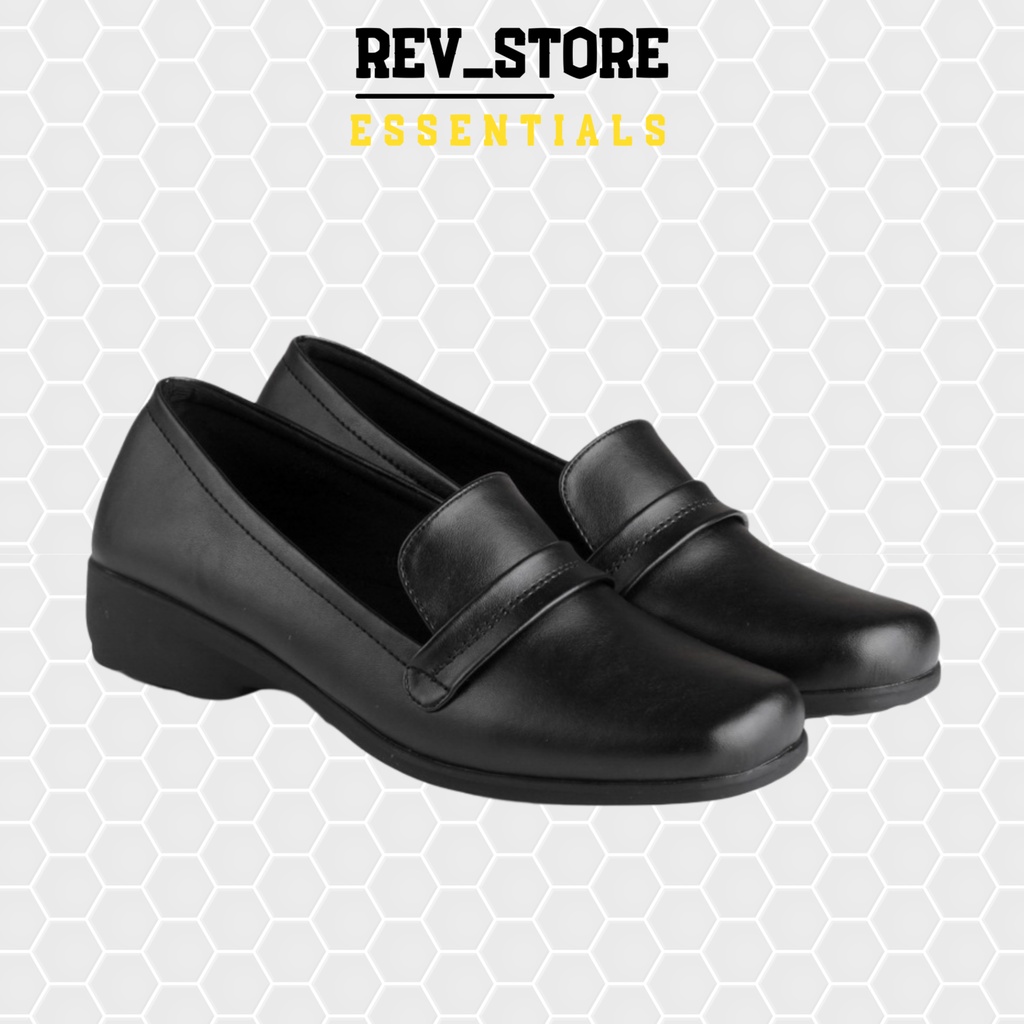 ☀ REV STORE ☀ Sepatu Formal Wanita Kulit Sintetis - Sepatu Pantofel Wanita Hak 2cm