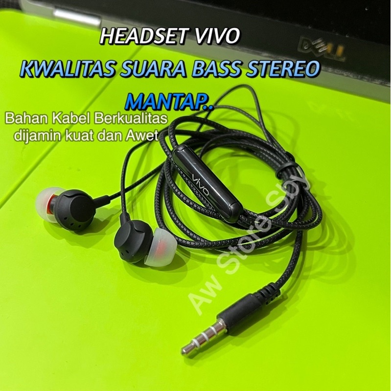 (vivo T-33) Headset Vivo Earbuds Bass Stereo + Microphone Earphone vivo Strong Bass Y12 Y15 Y17 Y53S Y20 Y20S Y21S Y21T T1