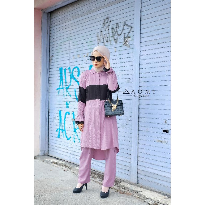 one set daily set setelan wanita atasan blouse Zivanya one set (Lilac)