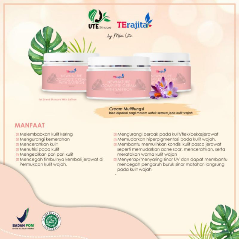 cream new nature with saffron by uteskincare #creamwajah #cream #saffron #creamaman #bpom #alami