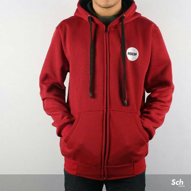 jaket zipper hoodie rsch Maroon