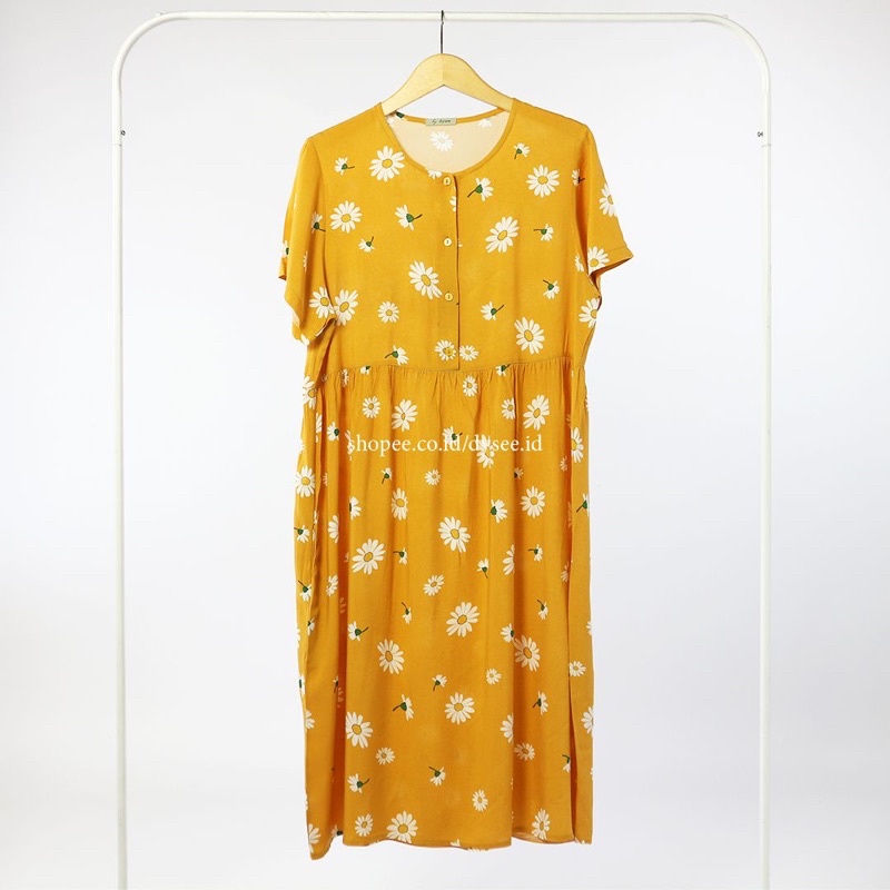(KATLEEN) HOMEDRESS RAYON BUSUI FRIENDLY SLEEPWEAR COTTON RAYON-Sun flower yellow