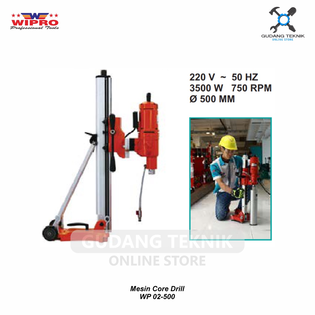 Mesin Core Drill 20 Inch WP02-500 / Mesin Bor Coring Beton WIPRO - Diamond Core Drill Max 500 mm