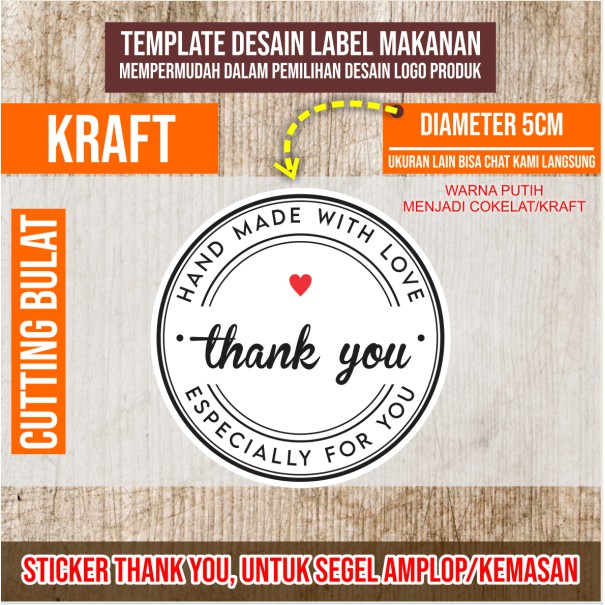

Sticker Kraft Handmade With Love Bulat Untuk Seal Label