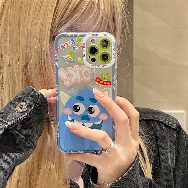 Soft Case Silikon Motif Monster Mata Besar Untuk Compatible for iPhone 14 13 12 11 Pro Max X Xr Xs Max SE 8 7 6 6s Plus  Little Monster Big eyes Clear Phone Case Shockproof Anti-fall Soft Silicone Case Protective Cover