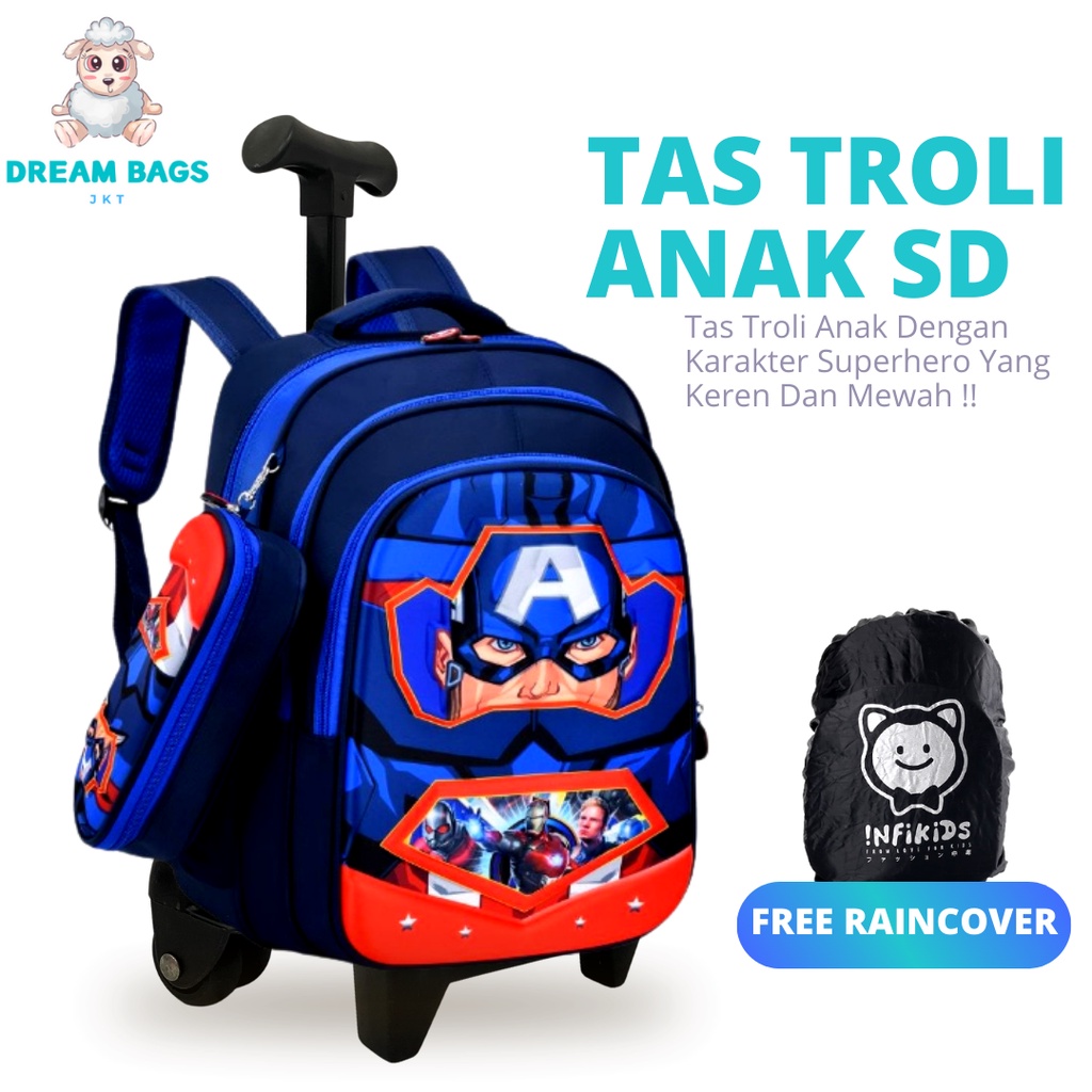 Ransel Troli Anak SD Karakter - Tas Troli Anak Laki Laki Karakter - Tas Troli Anak Laki Laki Karakter