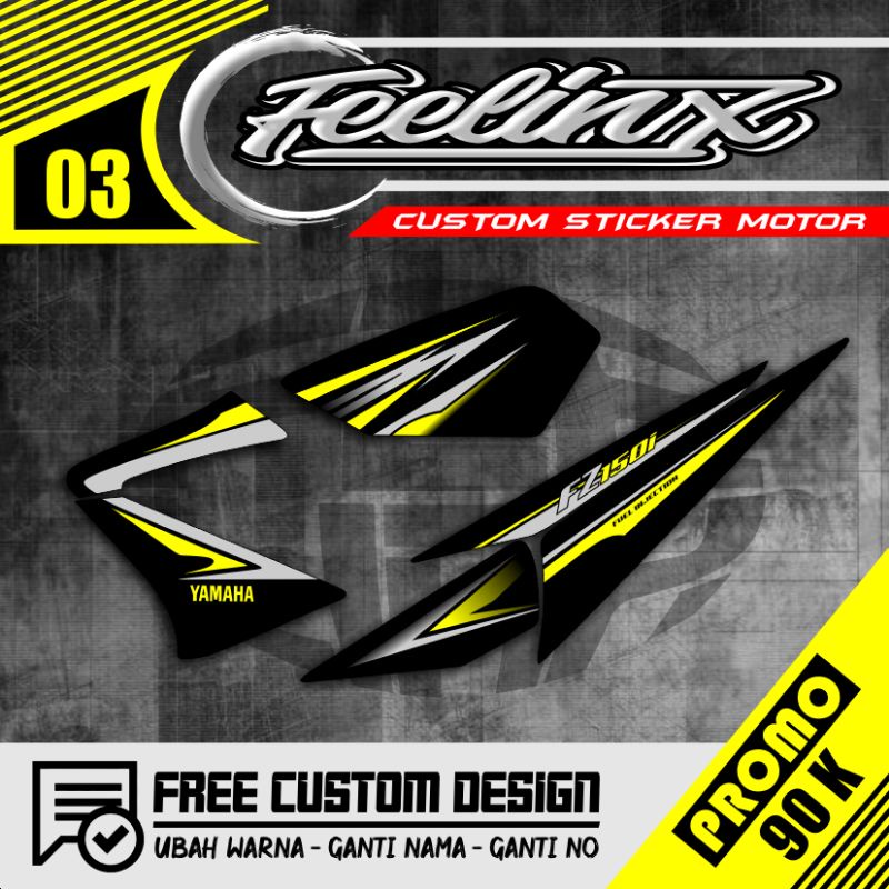 STRIPING VIXION OLD FZ150 SIMPLE KUNING ABU