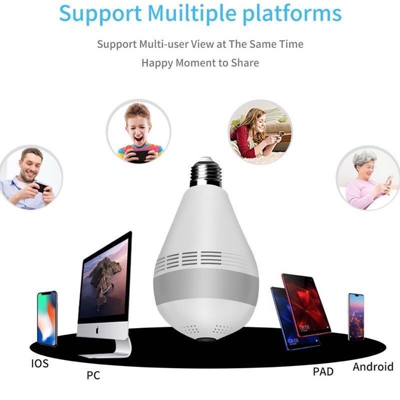 Cctv Ip Kamera Wifi Bulb Panoramic Lampu Bohlam VR Spy Cam Owlcam HD 1080P