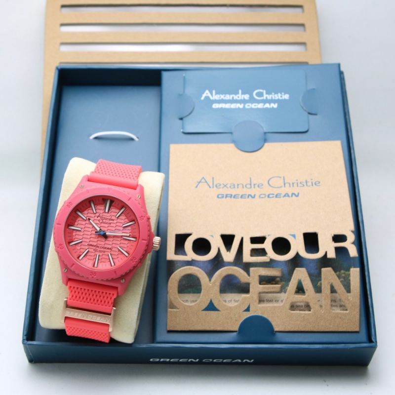 Jam Tangan Alexandre Christie Green Ocean  AC 6584 Tali Rubber  Pria / Wanita Original