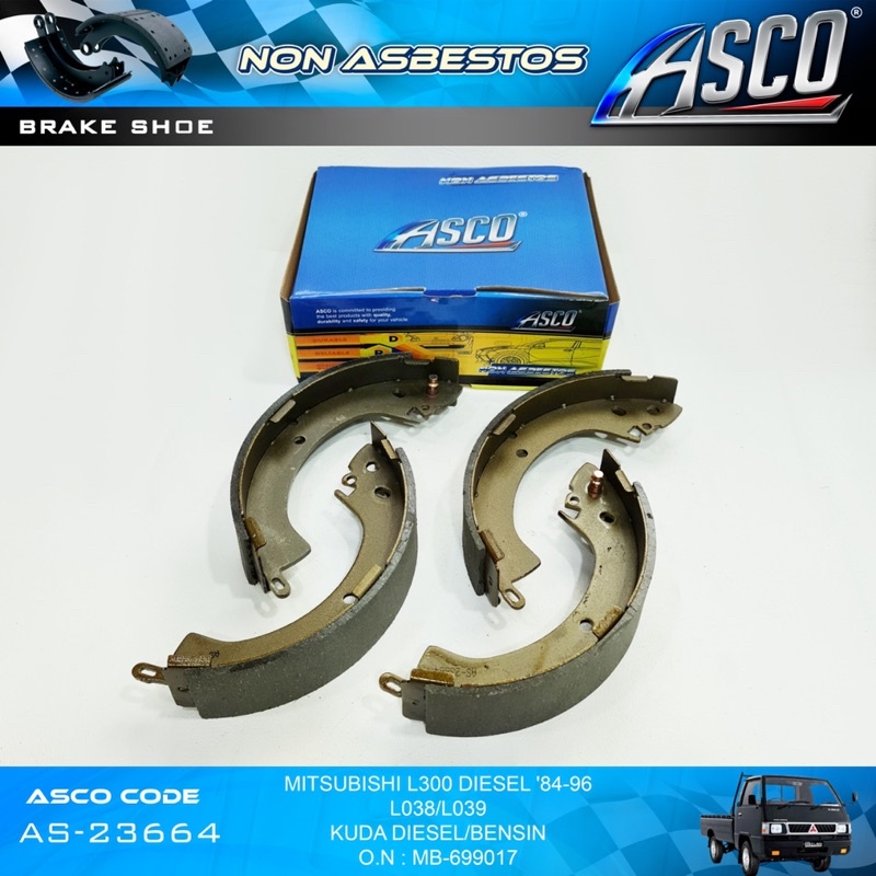 Brake Shoe Set / Kampas Rem Belakang L300 L038/39 &amp; Kuda ASCO AS-23664