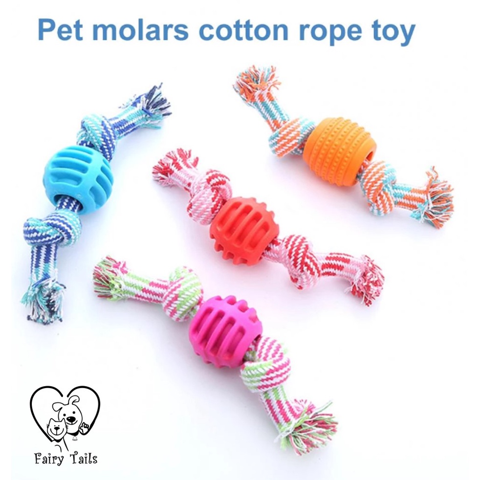 Mainan Gigitan Kunyah Untuk Anjing dan Kucing Tali dan Bola TPR/ Pet Chew Toy with Rope and TPR Ball