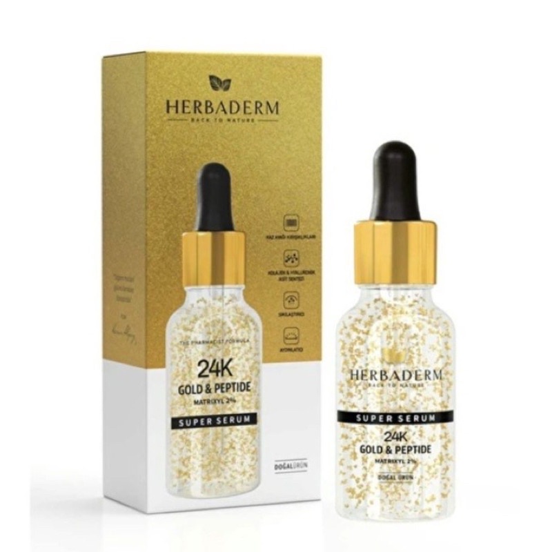 READY STOCK GOLD SERUM 24k COSMOLIVE  HERBADERM SERUM ANTI AGING ORI TURKI