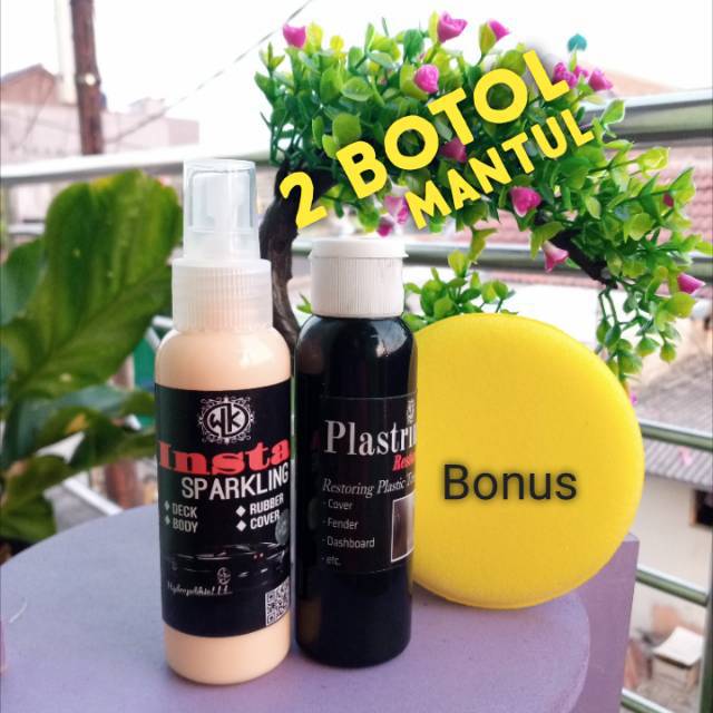 Plastrim restored/penghitam body motor dan pengkilap insta sparkling paket