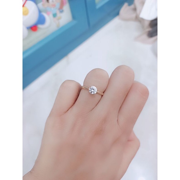 cincin solitaire segi 8 mp/ cincin perak asli silver 925 lapis emas/ cincin fashion wanita impor