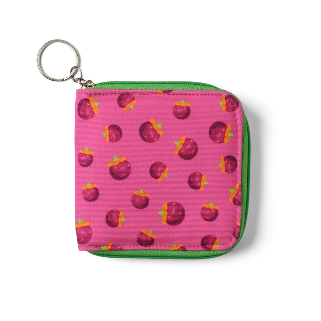 XOXO Bali - Mangosteen Square Wallet | Dompet Wanita Kecil Lipat Motif Buah Manggis