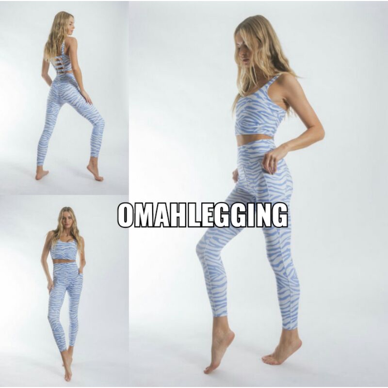 Gottex Zebra Blue High Waist Legging Senam,Yoga