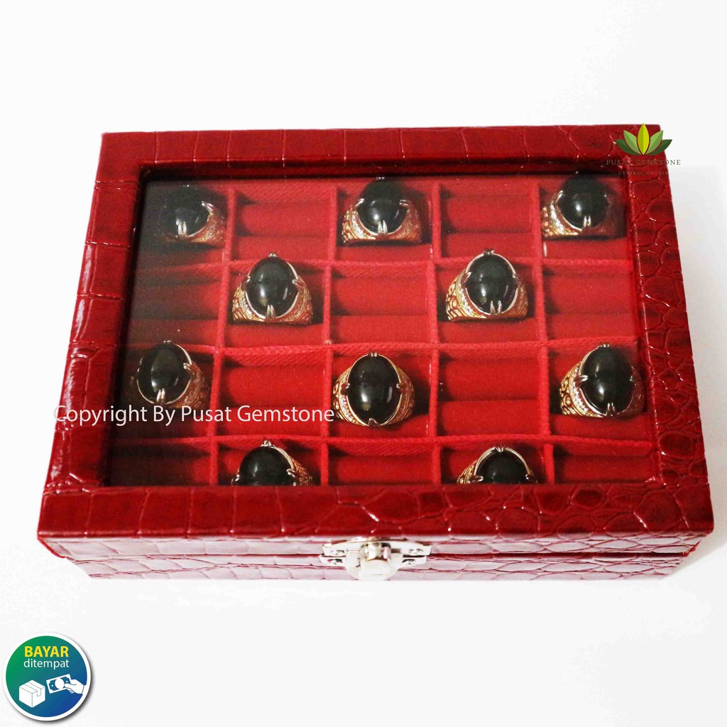 Kotak Cincin Batu Akik/Permata Box Kaca 20 Slot Premium