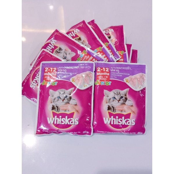 whiskas sachet junior makarel (1dus) / makanan basah whiskas