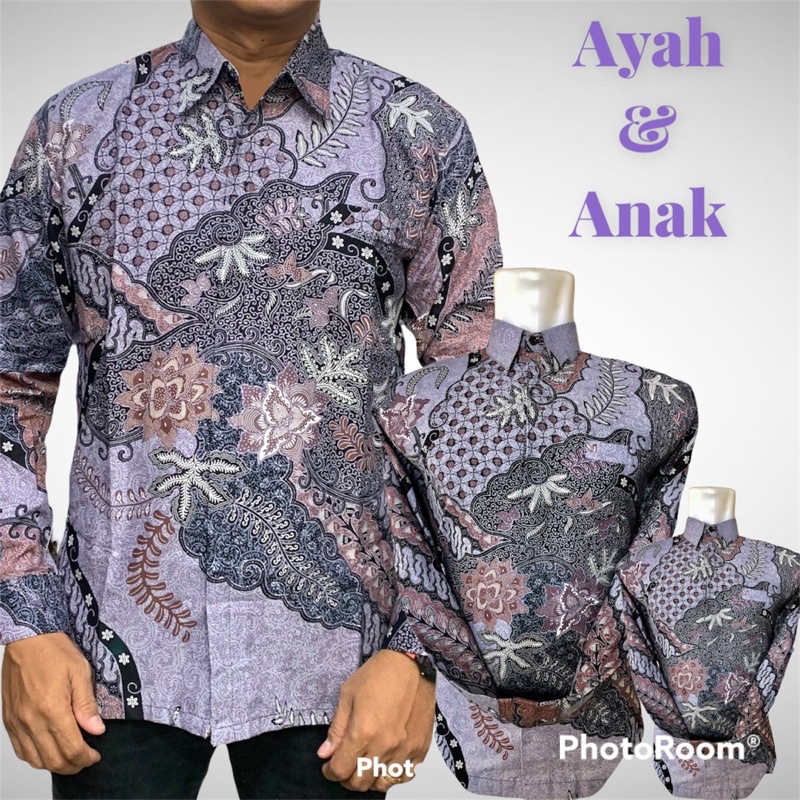 UL Baju Batik COUPLE lapisan puring Ayah dan Anak laki-Laki,WARNA LILAC,WARNA UNGU,Batik couple ayah dan anak laki-laki,Baju Batik pria pasangan ayah dan anak,GROSIR BATIK TANAH ABANG