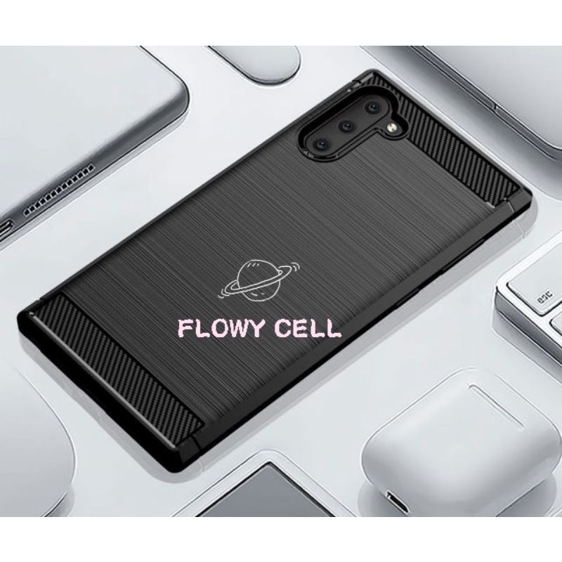 Samsung Galaxy Note 10 / Note 10 Plus Black carbon fiber case softcase casing
