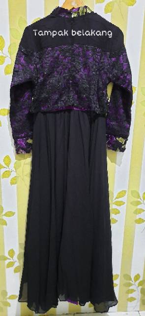 AHZA GAMIS PESTA JEMIA BRUKAT BORDIR MIX CERUTI &amp; SATIN, NO BUSUI